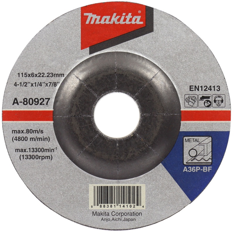Disco de Desbaste 4 1/2" x 6mm x 7/8" para Metal Makita A-80927