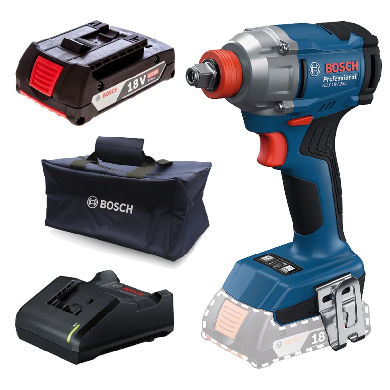 Atornillador de Impacto 1/2" - 1/4" 18V + Baterias 2.0 Ah + Cargador + Bolso Bosch 0615.A50.0CL-000