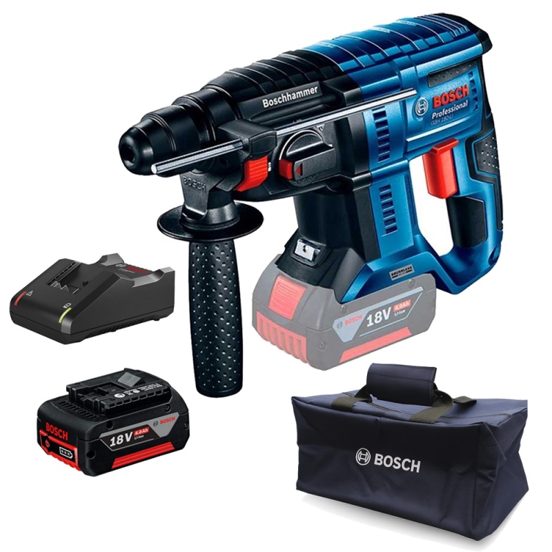 Rotomartillo Sds-Plus 18V Brushless + Batería 4.0 Ah + Cargador + Bolso Bosch 0615.A50.0CK-000