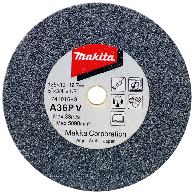 Piedra Abrasiva 5" x 19mm x 1/2" Grano 36 Makita 741016-3