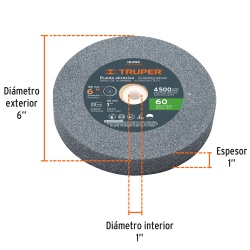 Piedra Abrasiva 6" x 25mm x 1" Grano 60 Truper 16382