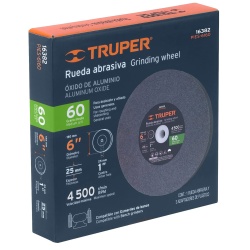 Piedra Abrasiva 6" x 25mm x 1" Grano 60 Truper 16382