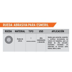 Piedra Abrasiva 6" x 25mm x 1" Grano 60 Truper 16407