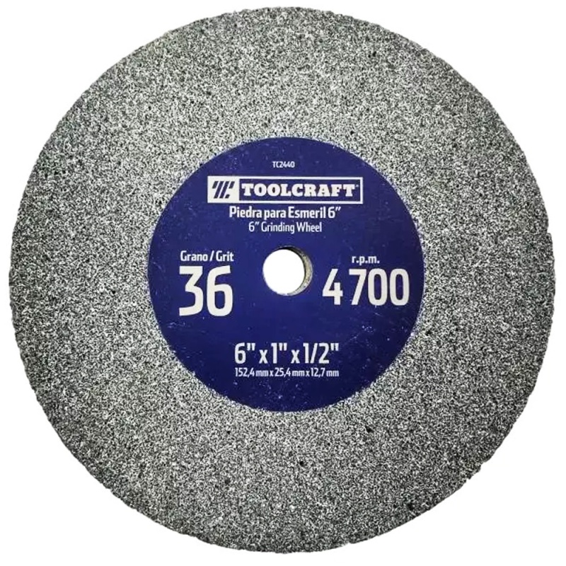 Piedra Abrasiva 6" x 25.4mm x 1/2" Grano 36 Toolcraft TC2440