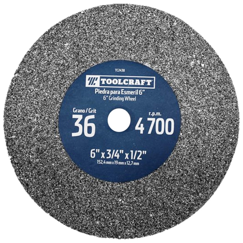 Piedra Abrasiva 6" x 19mm x 1/2" Grano 36 Toolcraft TC2438
