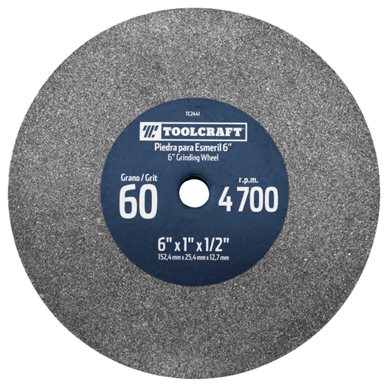 Piedra Abrasiva 6" x 25.4mm x 1/2" Grano 60 Toolcraft TC2441