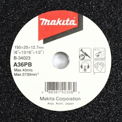 Piedra Abrasiva 5" x 20mm x 1/2" Grano 36 Makita B-34023