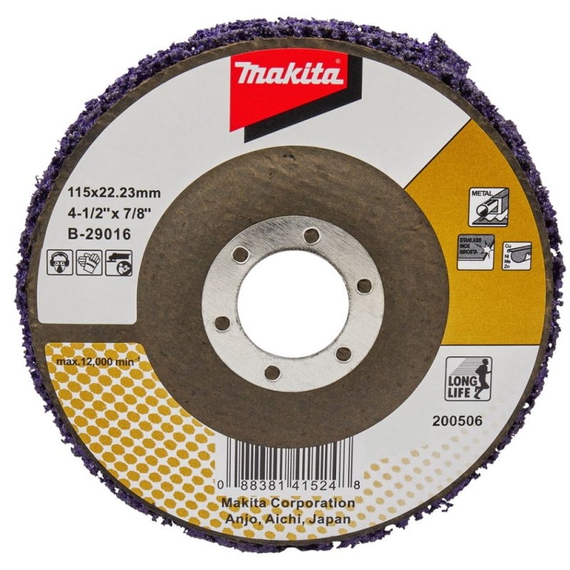 Disco de Vellón 4 1/2" x 7/8" para Metal y Acero Inoxidable Makita B-29016