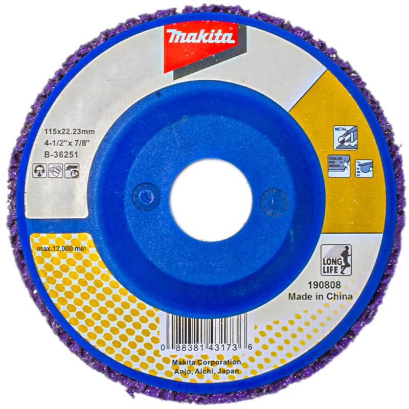 Disco de Vellón 4 1/2" x 7/8" para Metal y Acero Inoxidable Makita B-36251