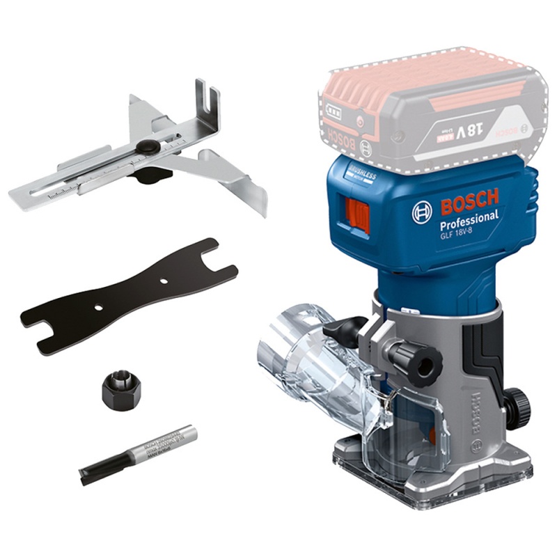 Fresadora 18V 1/4'' 6, 8 mm Brushless Baretool Bosch GLF 18V-8