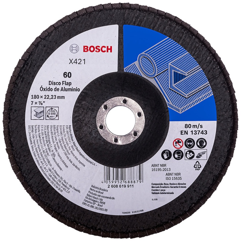 Disco Flap 7" x 7/8" Grano 60 para Metal Bosch 2608.619.911-000