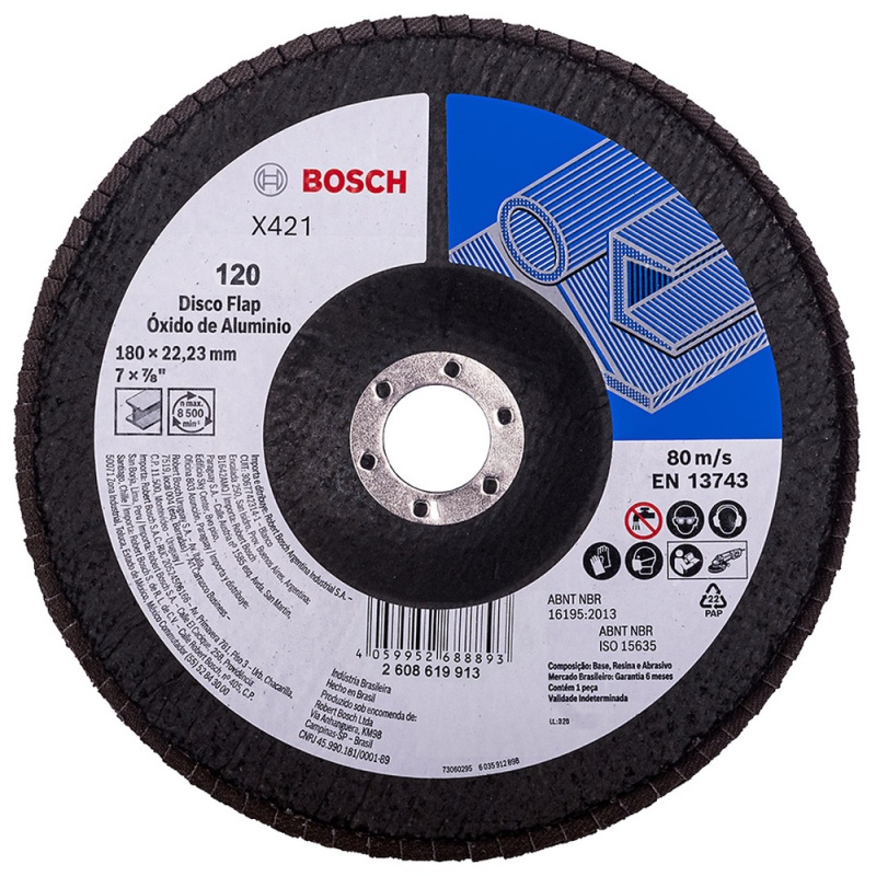 Disco Flap 7" x 7/8" Grano 120 para Metal Bosch 2608.619.913-000