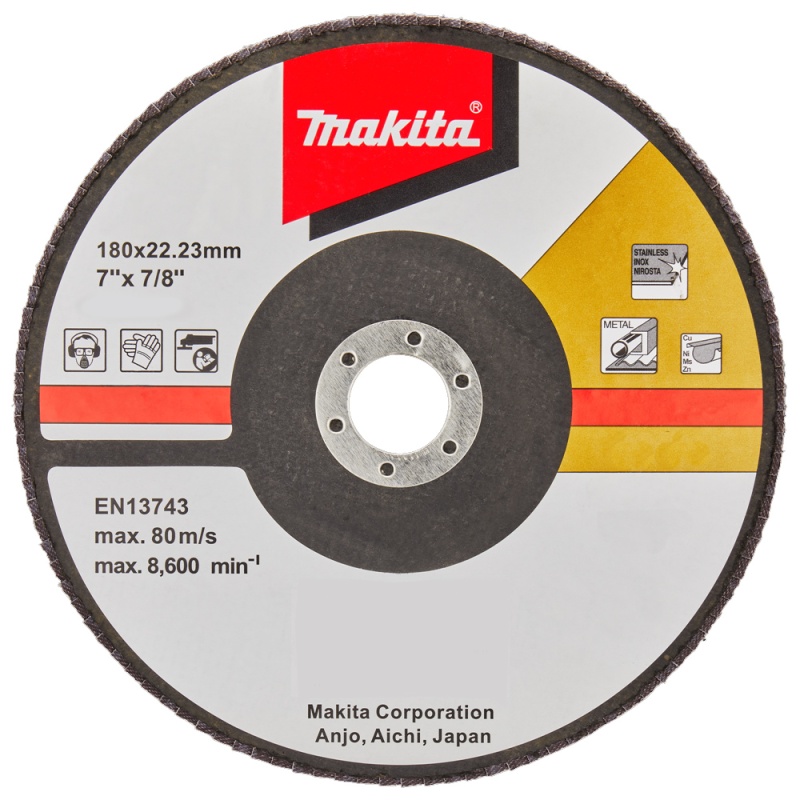 Disco Flap 7" x 7/8" Grano 80 para Metal y Acero Inoxidable Makita D-27757