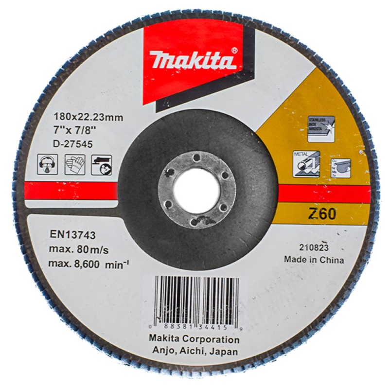 Disco Flap 7" x 7/8" Grano 60 para Metal y Acero Inoxidable Makita D-27545