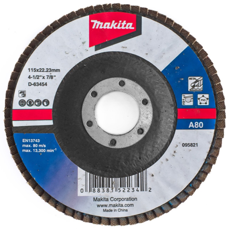 Disco Flap 4 1/2" x 7/8" Grano 80 para Metal Makita D-63454