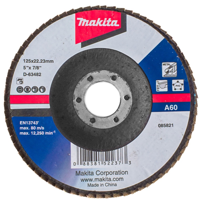 Disco Flap 5" x 7/8" Grano 60 para Metal Makita D-63482