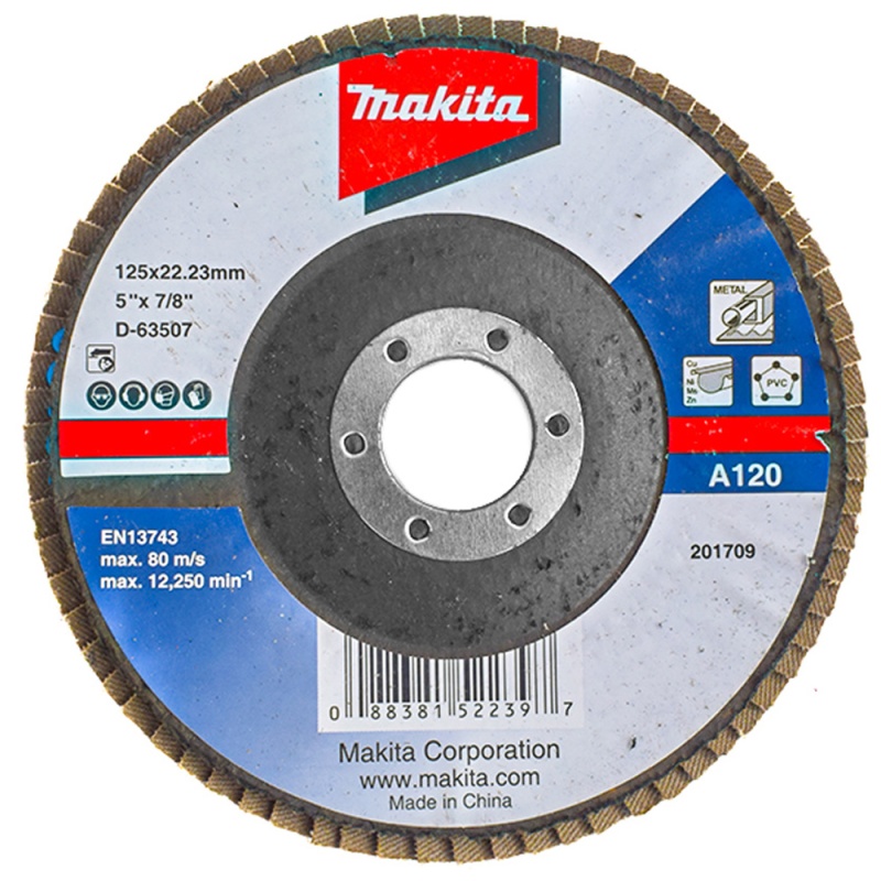 Disco Flap 5" x 7/8" Grano 120 para Metal Makita D-63507