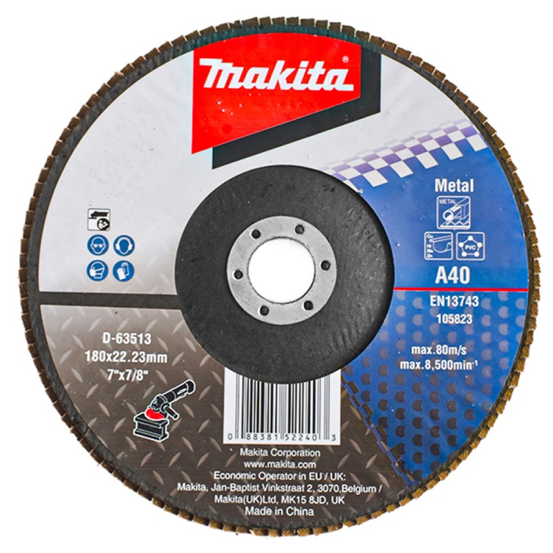 Disco Flap 7" x 7/8" Grano 40 para Metal Makita D-63513