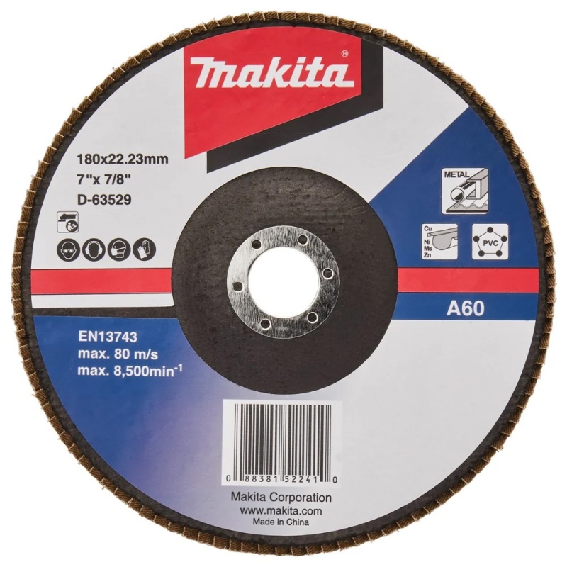 Disco Flap 7" x 7/8" Grano 60 para Metal Makita D-63529
