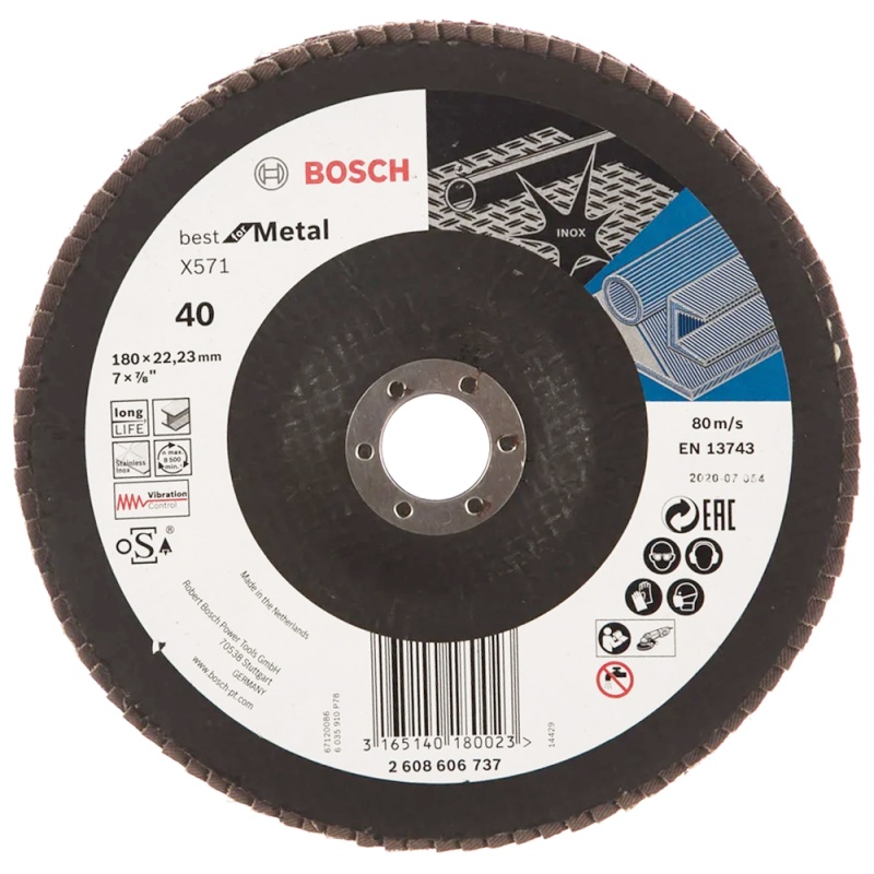 Disco Flap Best for Metal 7" Grano 40 Curvo fibra Bosch