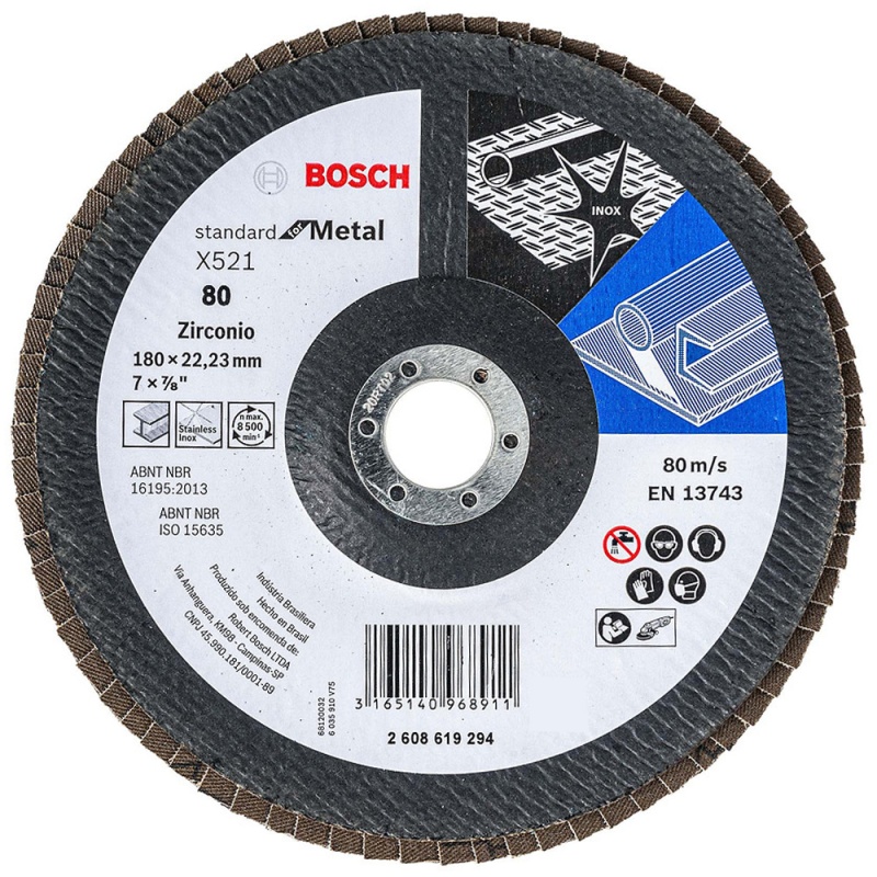 Disco Flap 7" x 7/8" Grano 80 para Metal y Acero Inoxidable Bosch 2608.619.294-000