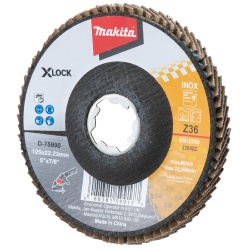 Disco Flap 5" X-Lock Grano 36 para Metal y Acero Inoxidable Makita D-75998