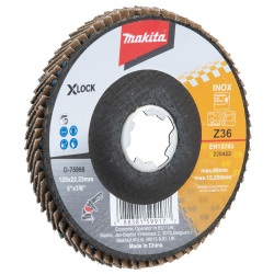 Disco Flap 5" X-Lock Grano 36 para Metal y Acero Inoxidable Makita D-75998