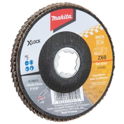 Disco Flap 5" X-Lock Grano 60 para Metal y Acero Inoxidable Makita D-76015