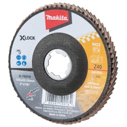 Disco Flap 5" X-Lock Grano 40 para Metal y Acero Inoxidable Makita D-76009