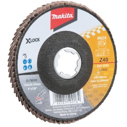 Disco Flap 5" X-Lock Grano 40 para Metal y Acero Inoxidable Makita D-76009