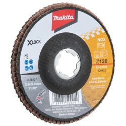 Disco Flap 5" X-Lock Grano 120 para Metal y Acero Inoxidable Makita D-76037