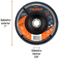 Disco Flap 7" x 7/8" Grano 60 para Metal Truper 11677