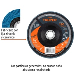 Disco Flap 7" x 7/8" Grano 120 para Metal Truper 11678