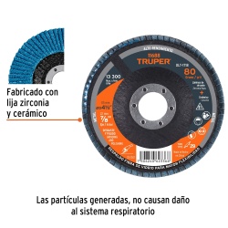 Disco Flap 4 1/2" x 7/8" Grano 80 para Metal Truper 11688