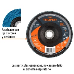 Disco Flap 7" x 7/8" Grano 80 para Metal Truper 11689