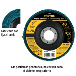 Disco Flap 4 1/2" x 7/8" Grano 40 para Metal Pretul 22350