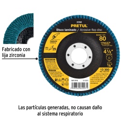 Disco Flap 4 1/2" x 7/8" Grano 80 para Metal Pretul 22352