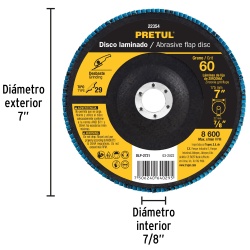 Disco Flap 7" x 7/8" Grano 60 para Metal Pretul 22354