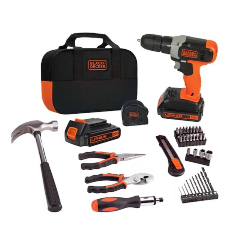 Taladro Atornillador 20V MAX 2Bat. y Carg. + Kit de herramientas 54 Pzs Black & Decker BCD702PK2B-B2C