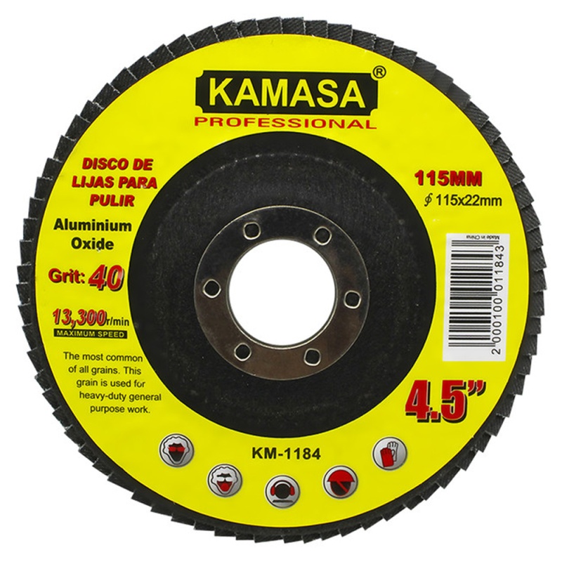 Disco Plap 4 1/2" x 7/8" Grano 40 para Metal Kamasa KM1184