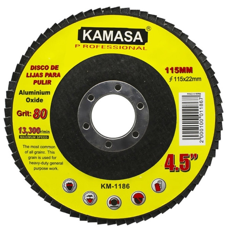 Disco Plap 4 1/2" x 7/8" Grano 80 para Metal Kamasa KM1186