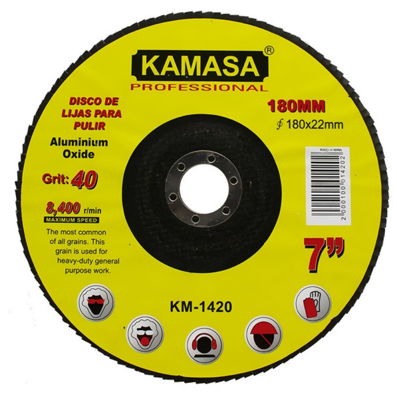 Disco Plap 7" x 7/8" Grano 40 para Metal Kamasa KM1420