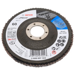Disco Flap 4 1/2" x 7/8" Grano 60 para Metal y Acero Inoxidable Bosch 2608.607.323-000