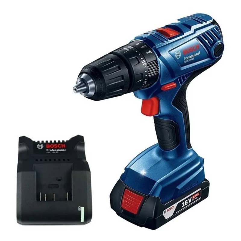 Taladro Percutor 1/2" 18V + 1 Bat 2.0 Ah y Carg Bosch GSB 180-LI 0601.9F8.3E4-000