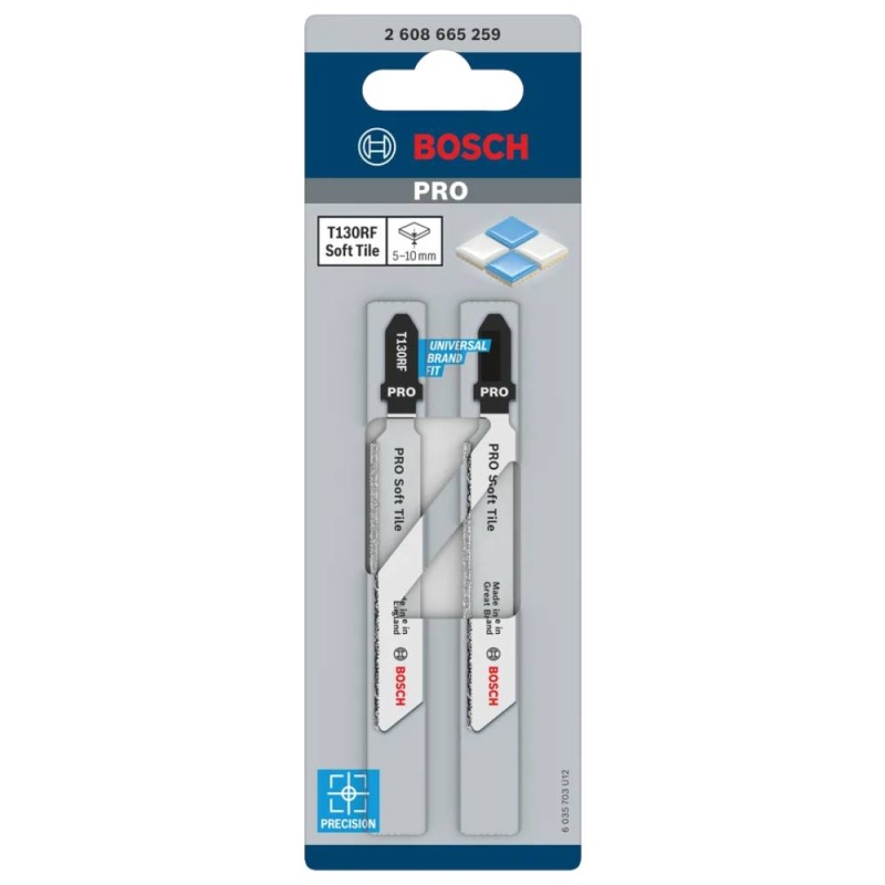 Hoja de Calar para Baldosas Corte Recto 2 Und Bosch T130RF 2608.665.259-000