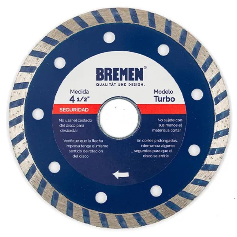 Disco Diamantado Turbo 4 1/2" para Cerámicos y Pétreos Bremen 4527