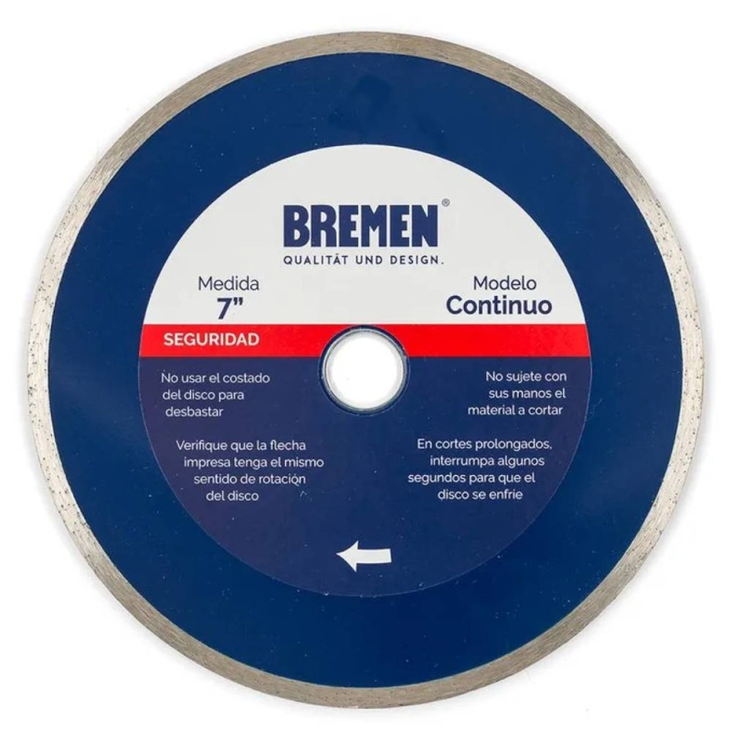 Disco Diamantado Continuo 7" para Cerámicos y Pétreos Bremen 4528