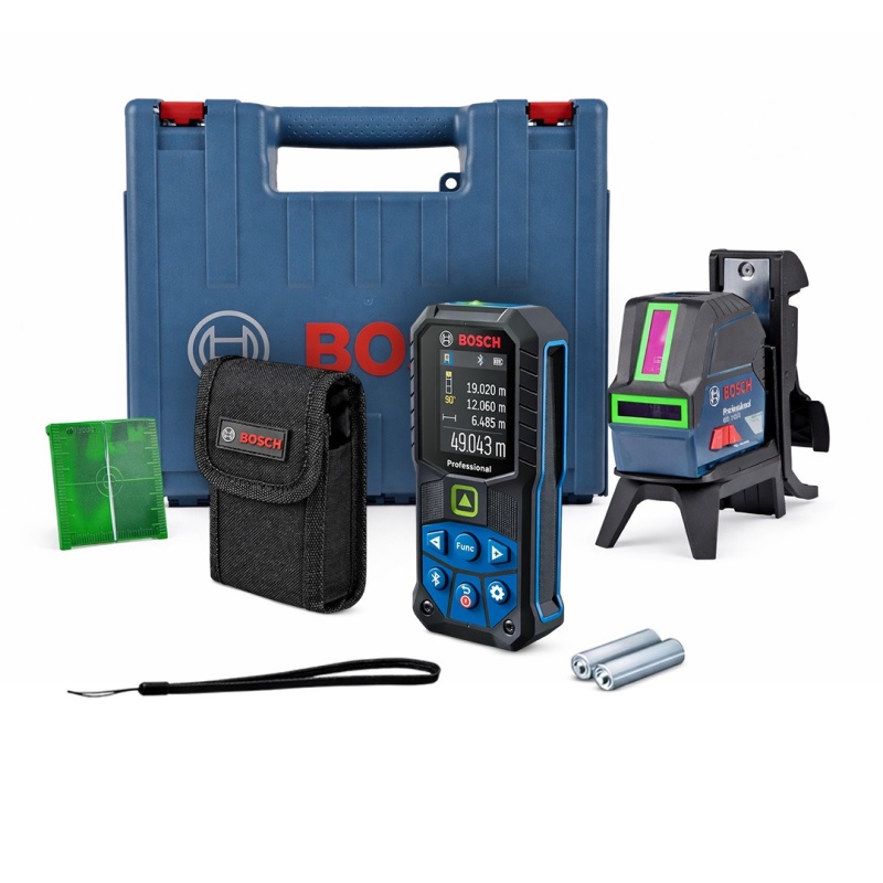 Nivel Láser Combinado Verde 15Mts GCL 2-15 G + Medidor laser 50 mts Laser verde GLM 50-27 Bosch 0601.066.J00-004