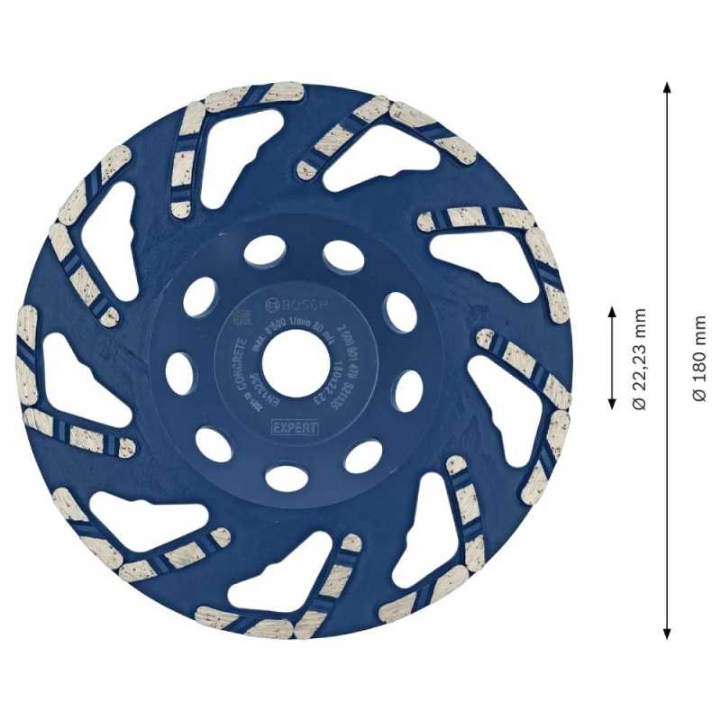 Vaso Diamantado para Concreto 180 x 22.23mm Bosch 2608.901.479-000