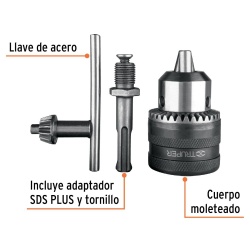 Mandril 1/2 + Llave + Adaptador Sds Plus Truper 102475